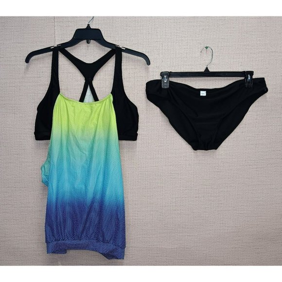 Sporty Ocean T back, tankini swimsuit with underwear bottom size 2X - Picture 4 of 12